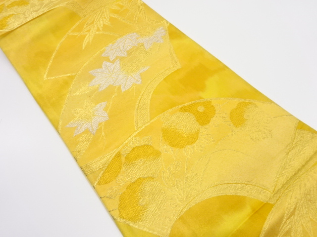 JAPANESE KIMONO / ANTIQUE FUKURO OBI / SILK / WOVEN MANJUKIKU & MAPLE